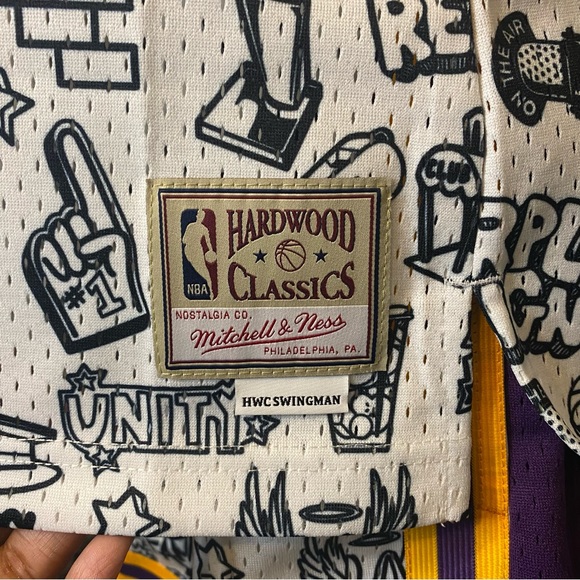 🏀Mitchell & Ness O’Neal LA Lakers NBA Doodle Jersey Short Set Med Retails $225 - Picture 5 of 16